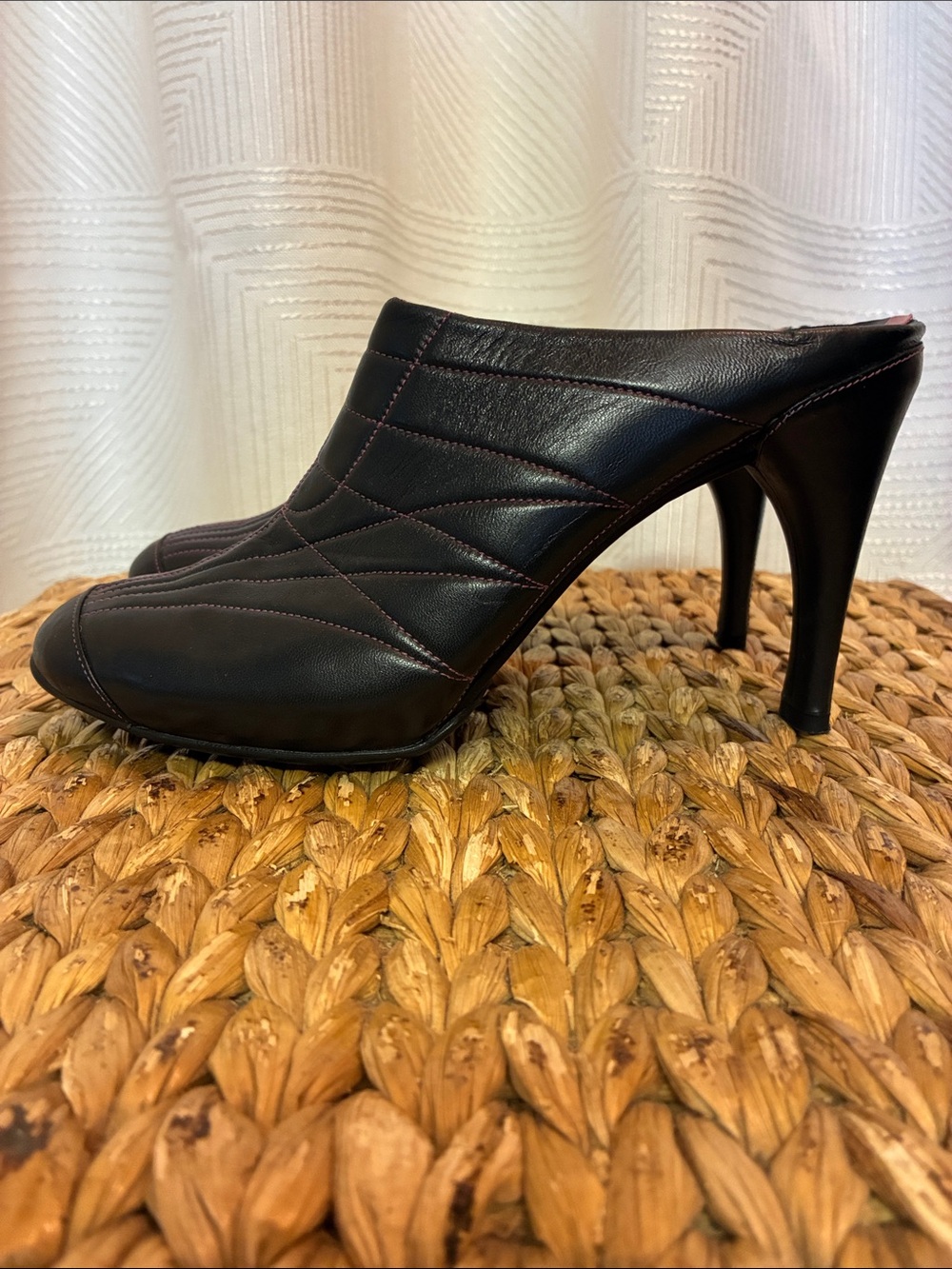 Cole Haan Black Quilted Leather Stiletto Mules
